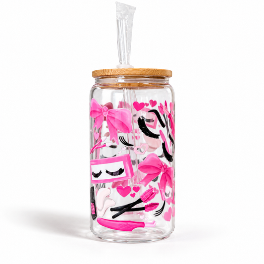 Glass Eyelash Tumbler Pink